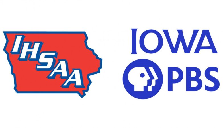 The Iowa High School Athletic Association (IHSAA) and IOwa PBS logos.