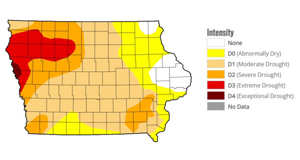 Drought worsens locally and to the west, while improving elsewhere in Iowa