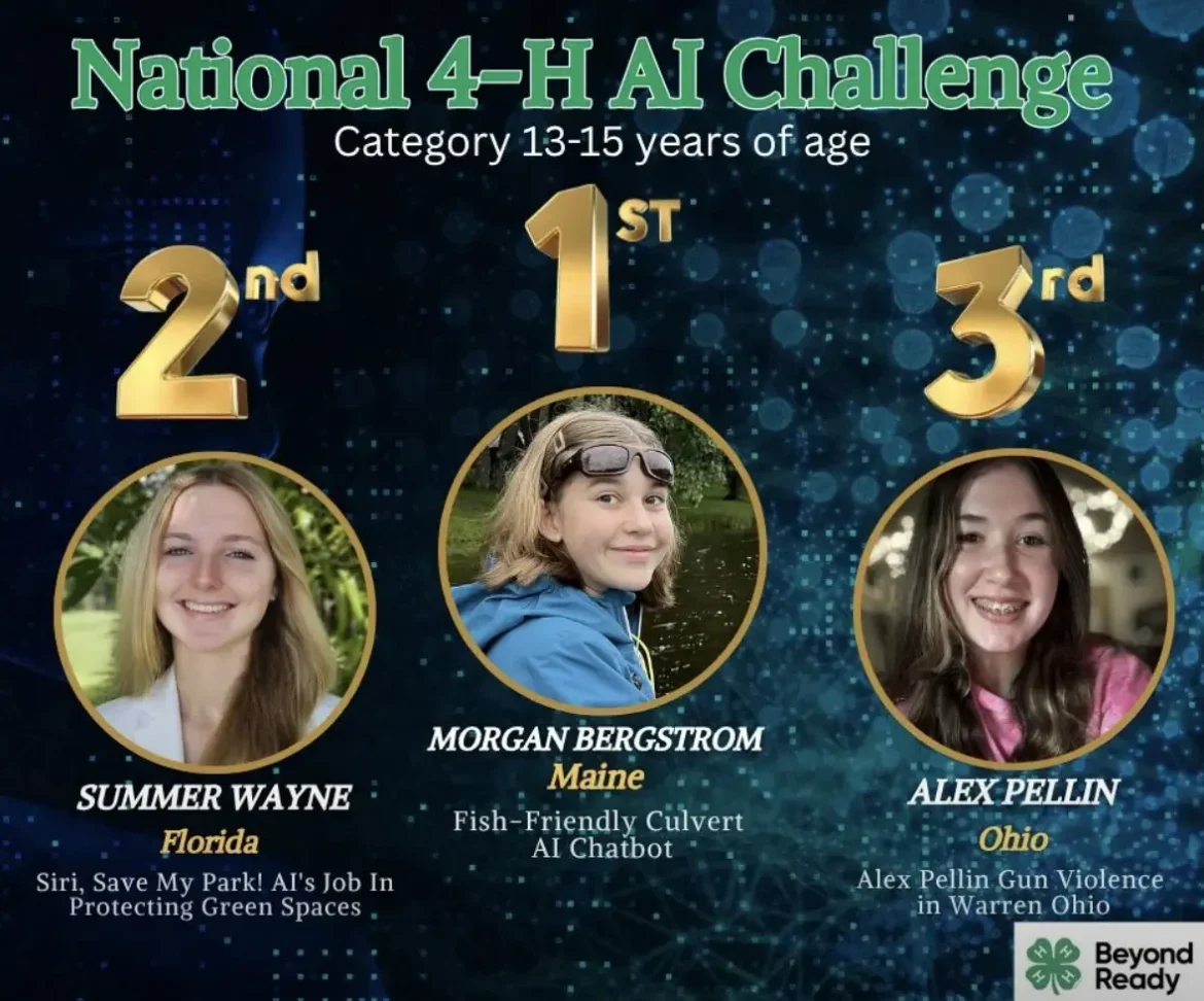 Top Youth Innovators Recognized in National 4-H Artificial Intelligence Challenge