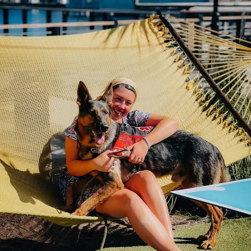 Emma Widmar with her dog Zander.