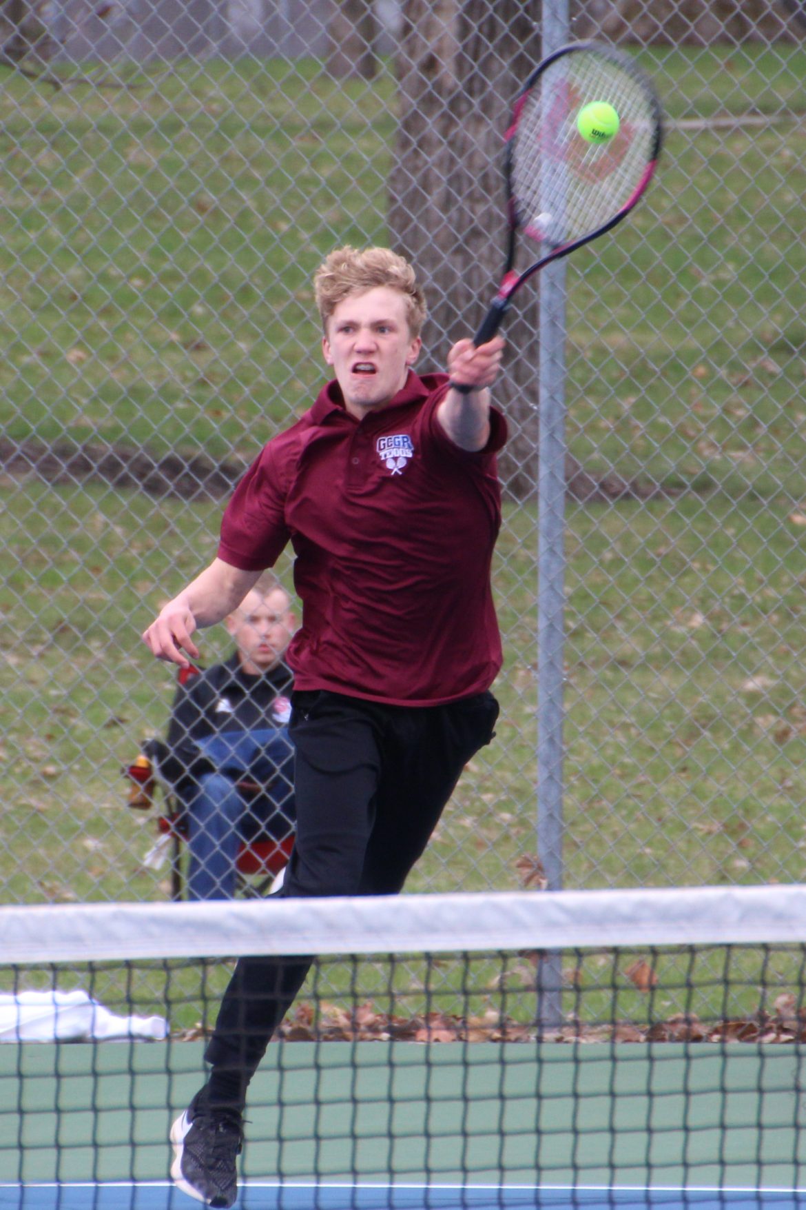 Small Grundy Center boys tennis group getting started