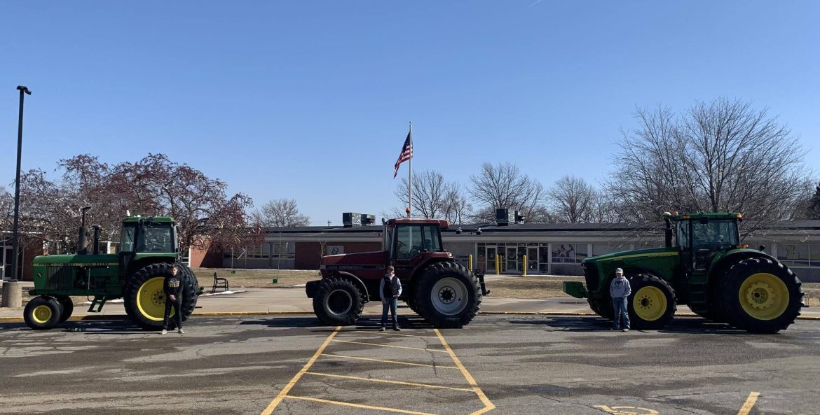 Keota FFA students drove tractors to school on Feb. 27, as part of National FFA week.
