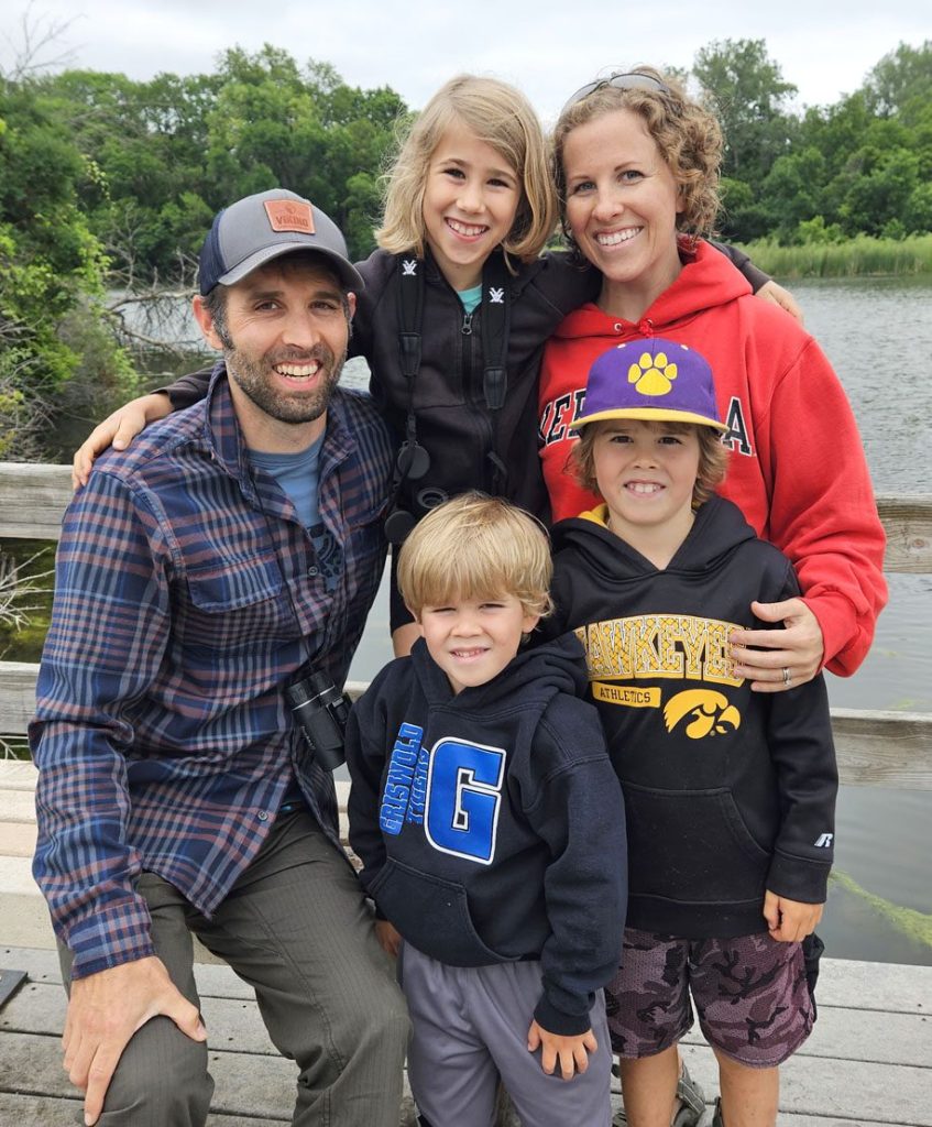 Mae Helgeson, top center, with her family during a nature outing, including parents Matt and Julie and brothers Oscar and Henrik. Mae’s family is remembering her with a calendar of her photos to benefit the Hanson Nature Center.