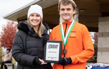 North Iowa alum Gavin Grunhovd is the cross country Rookie of the Year for the American Rivers Conference. Grunhovd, who is a freshman runner for the Wartburg College Knights, placed 15th at the 2025 American Rivers Cross Country Championship held in Dubuque on November 1. Grunhovd also went on to place first for the #2 ranked Knights the following week at the Saga Cup hosted by Luther College in Decorah on November 7. (Photo by Julie Drewes)