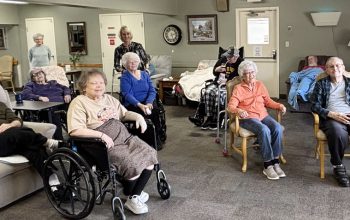 Residents playing Wii Bowling last Friday.