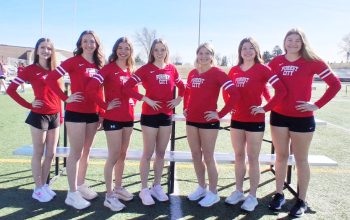 Senior members of the 2026 Forest City girls’ track & field team include, from left: Aleksandra Ambroziak, Hayden Brown, Allison Wirtjes, Lexi Isebrand, Chloe Hennigar, Cadence Sletten, and Jenna Dontje.