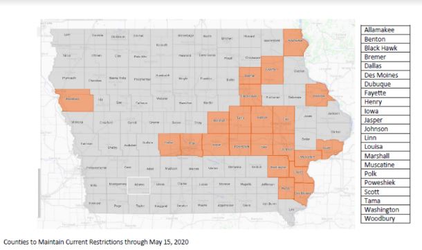 Gov. Reynolds begins to lift COVID-19 restrictions in certain areas of Iowa