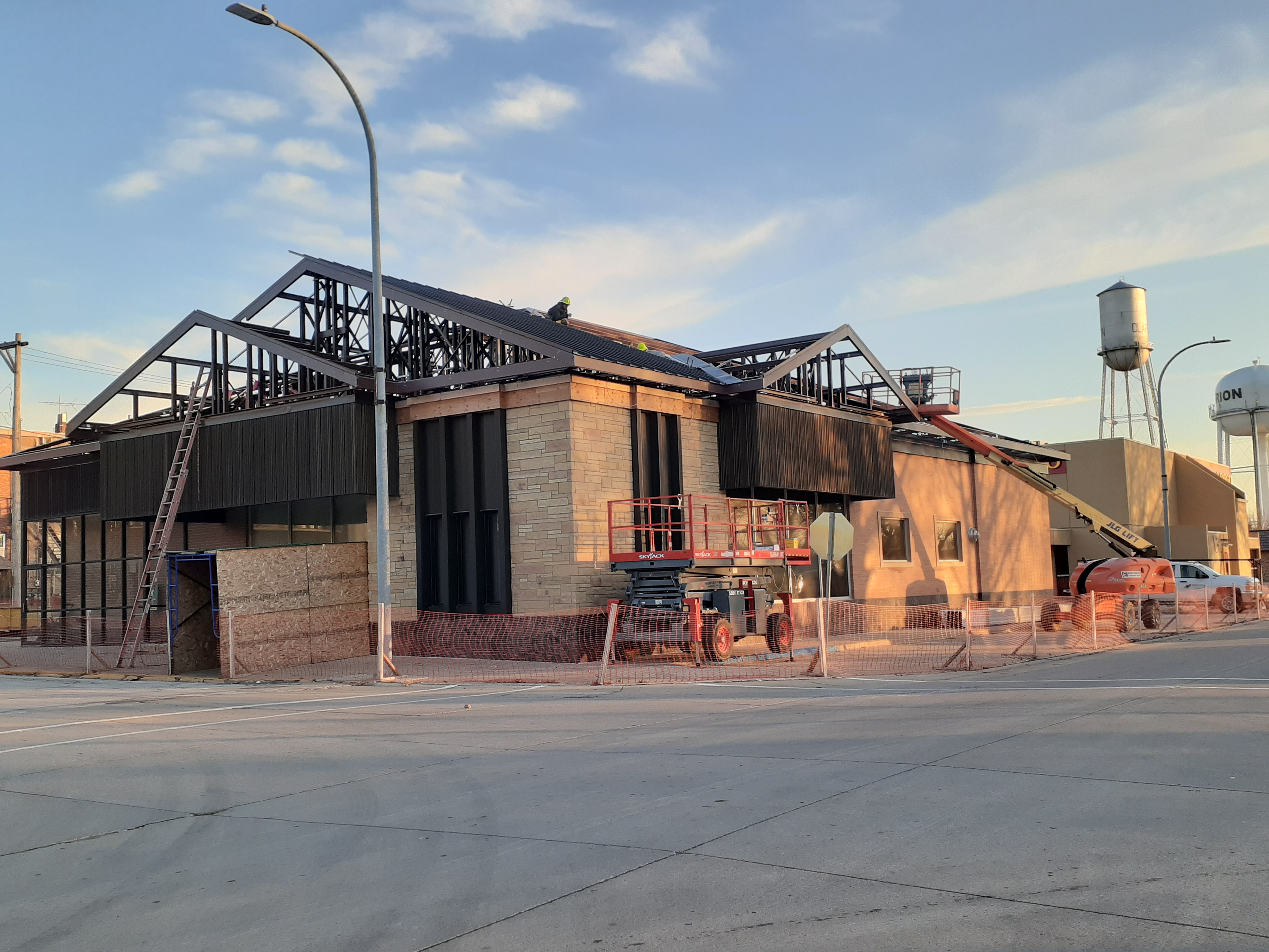 Courthouse and Prof. Building repairs behind but progressing