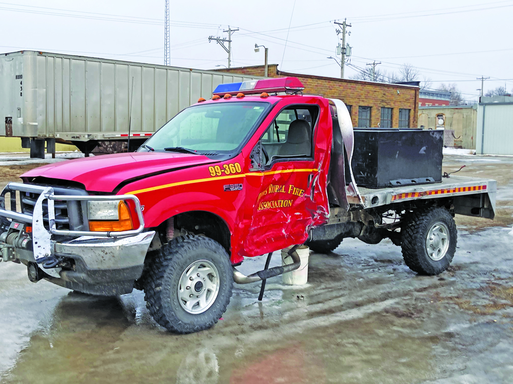 Dows Fire Dept involved in accident, struck by vehicle on interstate